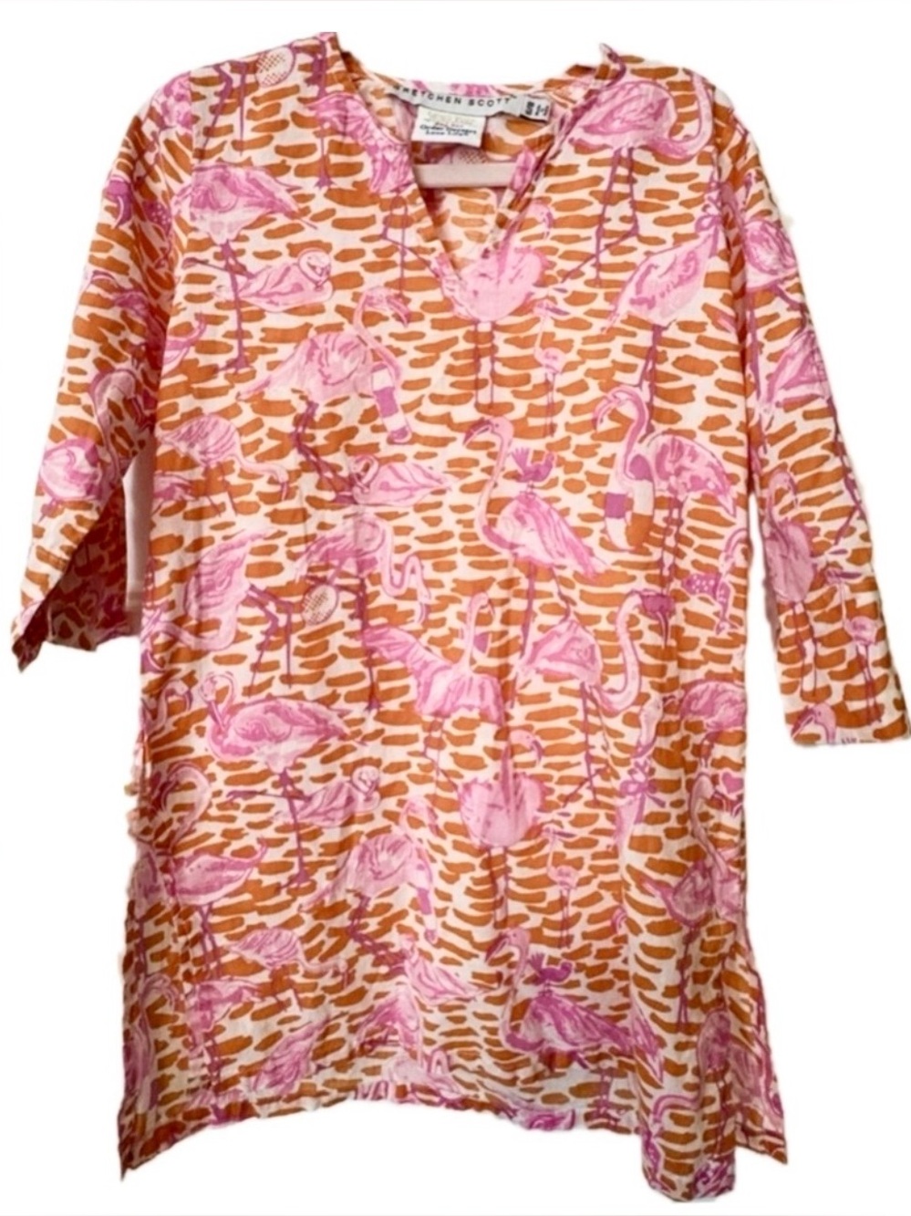 Gretchen Scott Girls Flamingo Tunic Dress 6/8 Pink Orange Beach Resort Preppy